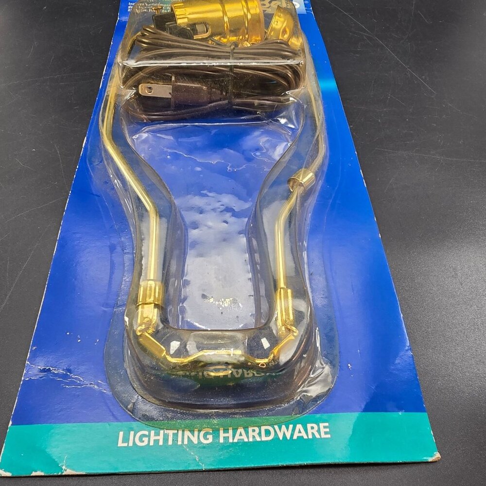 Angelo Make-A-Lamp Kit With 10" Harp 3-Way Socket Gold Finish + Cord JJ4171 - Picture 2 of 5